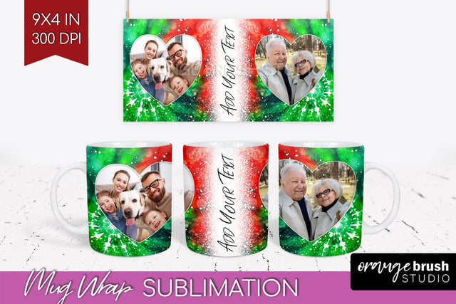 Christmas Photo Frame Mug Wrap - Tie Dye Mug Sublimation Sublimation OrangeBrushStudio 
