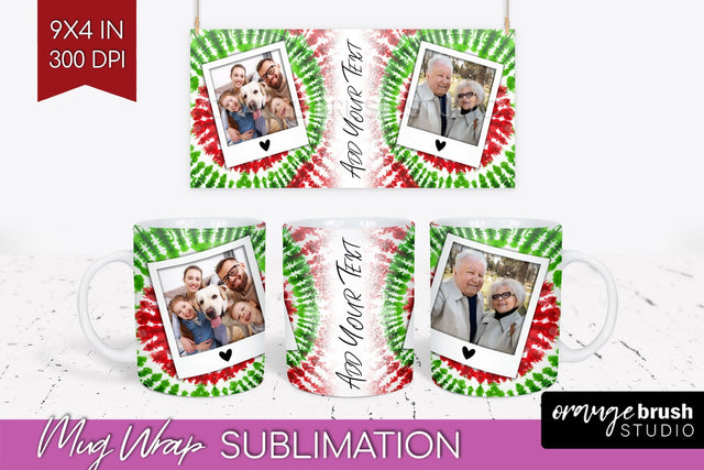 Christmas Photo Frame Mug Wrap - Tie Dye Mug Sublimation Sublimation OrangeBrushStudio 