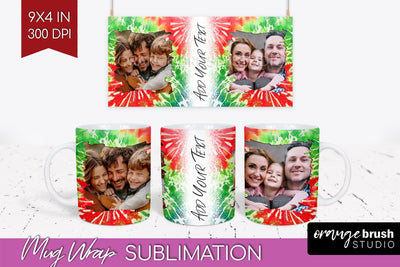 Christmas Photo Frame Mug Wrap - Tie Dye Mug Sublimation Sublimation OrangeBrushStudio 