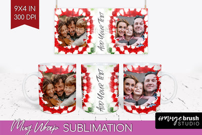 Christmas Photo Frame Mug Wrap - Tie Dye Mug Sublimation Sublimation OrangeBrushStudio 