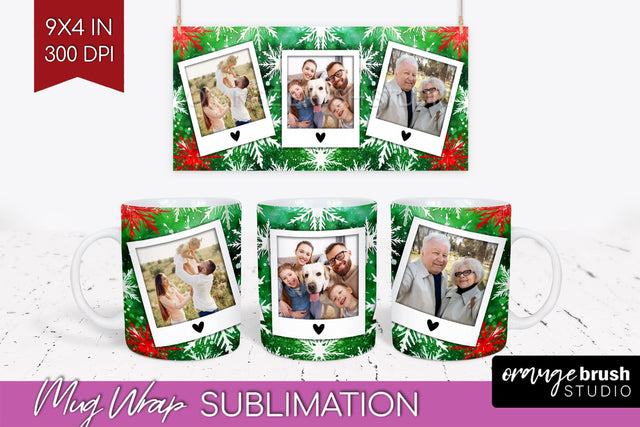 Christmas Photo Frame Mug Wrap - Tie Dye Mug Sublimation Sublimation OrangeBrushStudio 