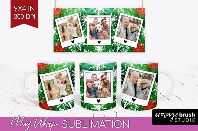 Christmas Photo Frame Mug Wrap - Tie Dye Mug Sublimation Sublimation OrangeBrushStudio 