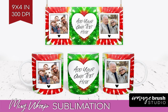 Christmas Photo Frame Mug Wrap - Tie Dye Mug Sublimation Sublimation OrangeBrushStudio 