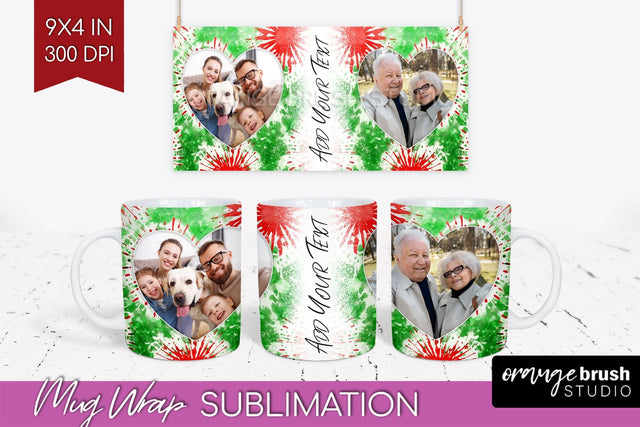 Christmas Photo Frame Mug Wrap - Tie Dye Mug Sublimation Sublimation OrangeBrushStudio 