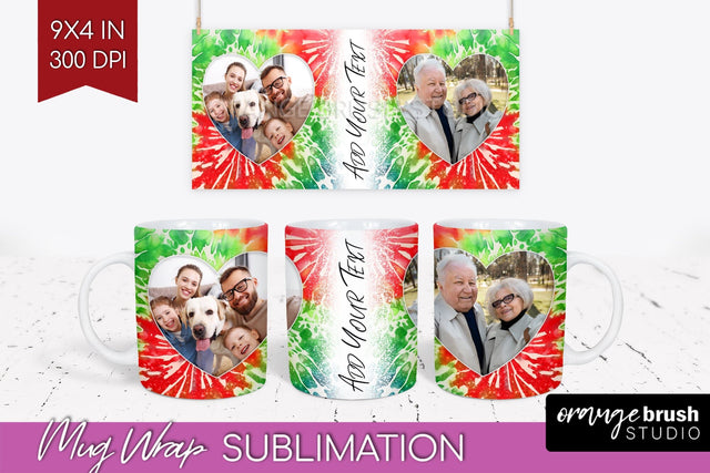 Christmas Photo Frame Mug Wrap - Tie Dye Mug Sublimation Sublimation OrangeBrushStudio 