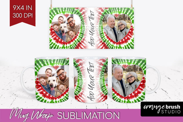 Christmas Photo Frame Mug Wrap - Tie Dye Mug Sublimation Sublimation OrangeBrushStudio 