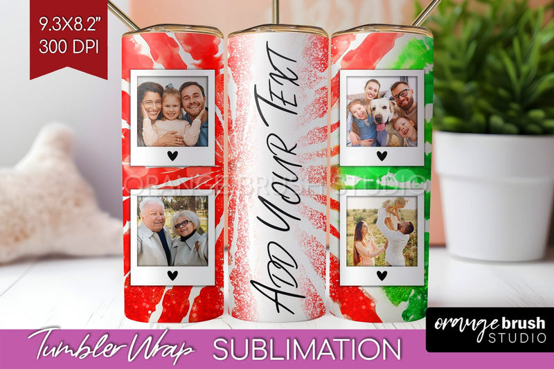 Christmas Photo Frame Tumbler Wrap - Tie Dye Background Sublimation OrangeBrushStudio 