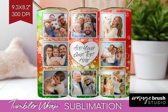 Christmas Photo Frame Tumbler Wrap - Tie Dye Background Sublimation OrangeBrushStudio 