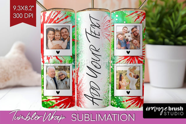 Christmas Photo Frame Tumbler Wrap - Tie Dye Background Sublimation OrangeBrushStudio 