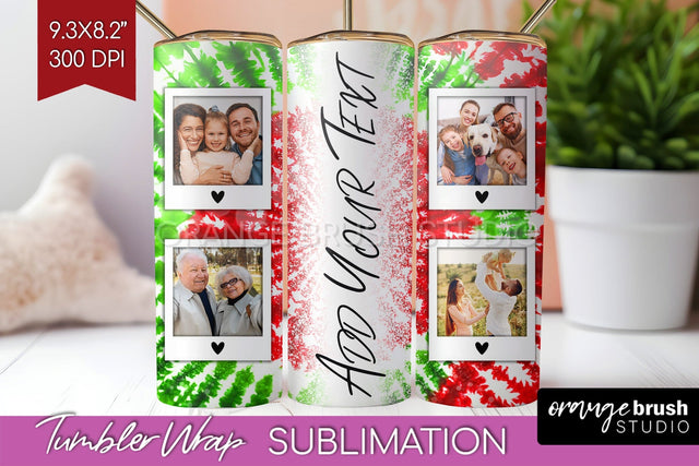 Christmas Photo Frame Tumbler Wrap - Tie Dye Background Sublimation OrangeBrushStudio 