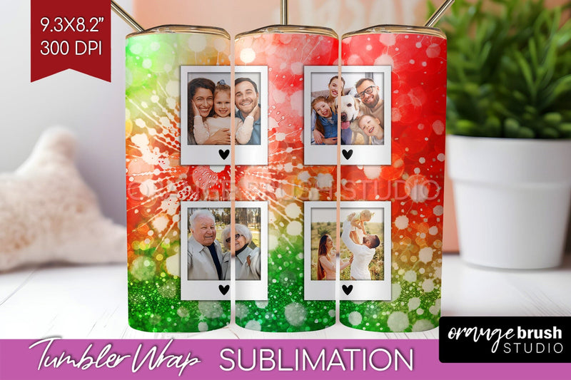 Christmas Photo Frame Tumbler Wrap - Tie Dye Background Sublimation OrangeBrushStudio 