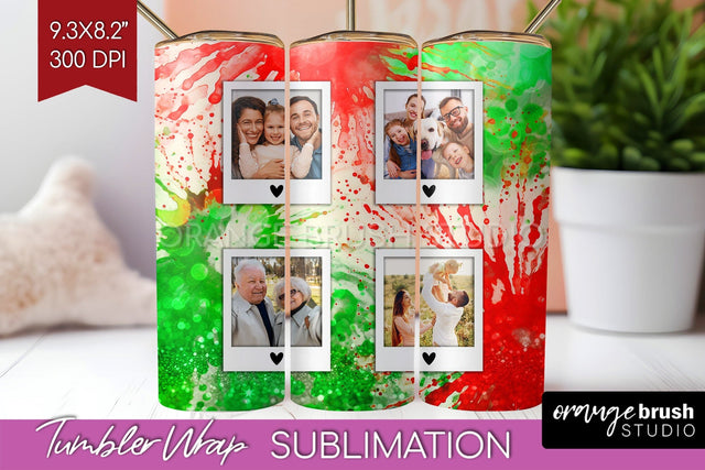 Christmas Photo Frame Tumbler Wrap - Tie Dye Background Sublimation OrangeBrushStudio 