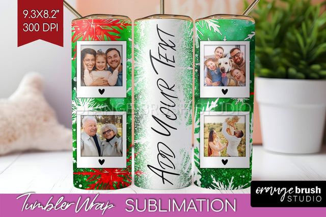 Christmas Photo Frame Tumbler Wrap - Tie Dye Background Sublimation OrangeBrushStudio 