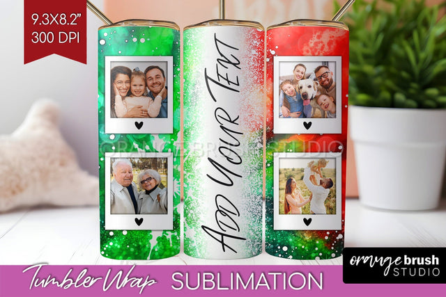 Christmas Photo Frame Tumbler Wrap - Tie Dye Background Sublimation OrangeBrushStudio 