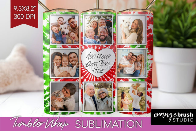 Christmas Photo Frame Tumbler Wrap - Tie Dye Background Sublimation OrangeBrushStudio 
