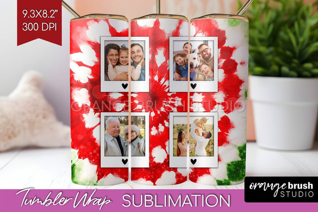 Christmas Photo Frame Tumbler Wrap - Tie Dye Background Sublimation OrangeBrushStudio 