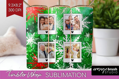 Christmas Photo Frame Tumbler Wrap - Tie Dye Background Sublimation OrangeBrushStudio 