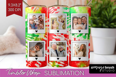 Christmas Photo Frame Tumbler Wrap - Tie Dye Background Sublimation OrangeBrushStudio 