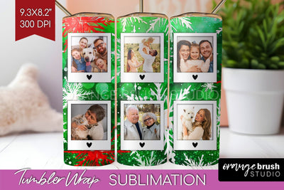 Christmas Photo Frame Tumbler Wrap - Tie Dye Background Sublimation OrangeBrushStudio 