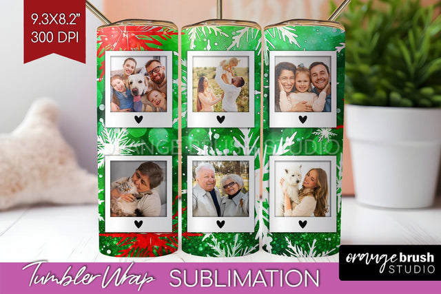 Christmas Photo Frame Tumbler Wrap - Tie Dye Background Sublimation OrangeBrushStudio 
