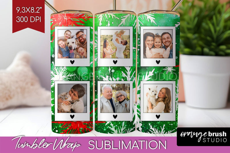 Christmas Photo Frame Tumbler Wrap - Tie Dye Background Sublimation OrangeBrushStudio 