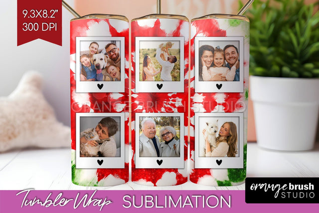 Christmas Photo Frame Tumbler Wrap - Tie Dye Background Sublimation OrangeBrushStudio 