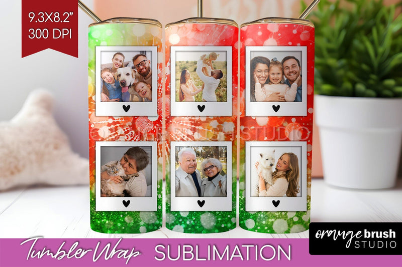 Christmas Photo Frame Tumbler Wrap - Tie Dye Background Sublimation OrangeBrushStudio 
