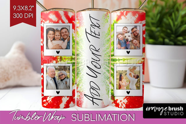 Christmas Photo Frame Tumbler Wrap - Tie Dye Background Sublimation OrangeBrushStudio 