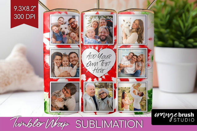 Christmas Photo Frame Tumbler Wrap - Tie Dye Background Sublimation OrangeBrushStudio 