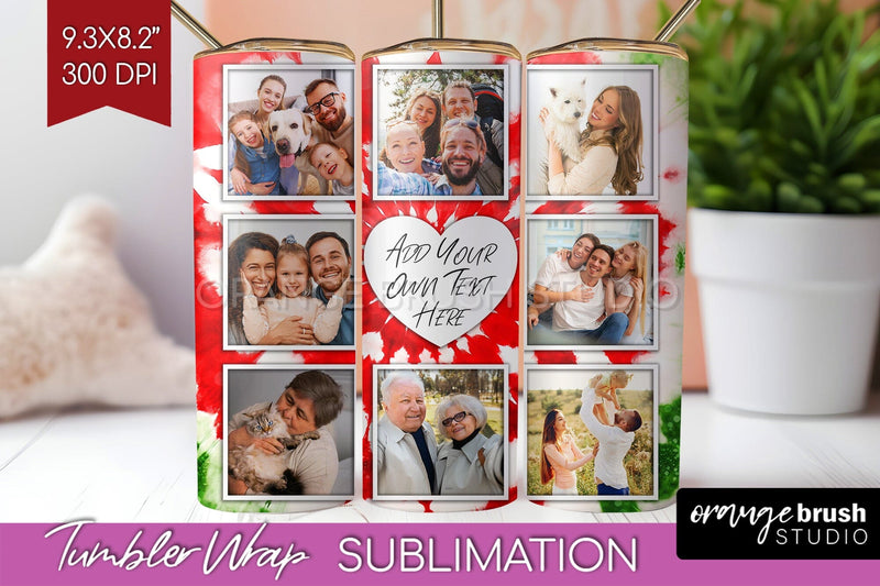 Christmas Photo Frame Tumbler Wrap - Tie Dye Background Sublimation OrangeBrushStudio 
