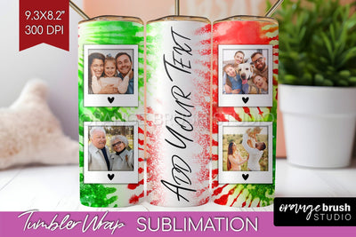 Christmas Photo Frame Tumbler Wrap - Tie Dye Background Sublimation OrangeBrushStudio 