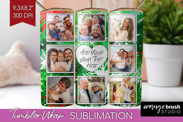 Christmas Photo Frame Tumbler Wrap - Tie Dye Background Sublimation OrangeBrushStudio 