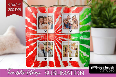 Christmas Photo Frame Tumbler Wrap - Tie Dye Background Sublimation OrangeBrushStudio 
