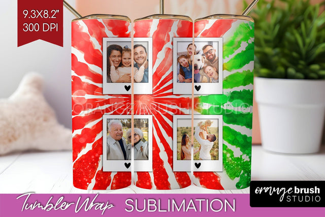 Christmas Photo Frame Tumbler Wrap - Tie Dye Background Sublimation OrangeBrushStudio 