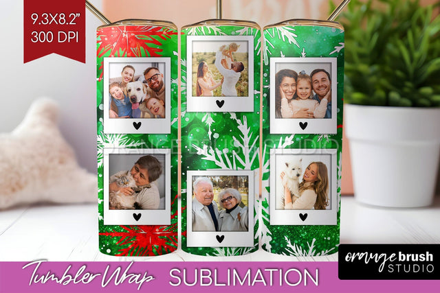 Christmas Photo Frame Tumbler Wrap - Tie Dye Background Sublimation OrangeBrushStudio 