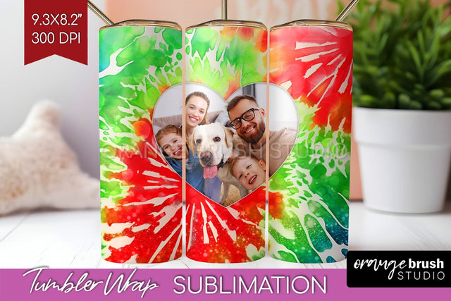 Christmas Photo Frame Tumbler Wrap - Tie Dye Background Sublimation OrangeBrushStudio 