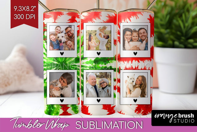 Christmas Photo Frame Tumbler Wrap - Tie Dye Background Sublimation OrangeBrushStudio 