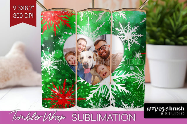 Christmas Photo Frame Tumbler Wrap - Tie Dye Background Sublimation OrangeBrushStudio 