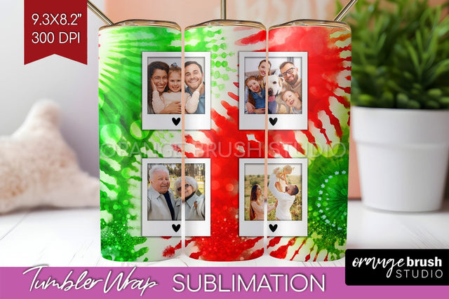 Christmas Photo Frame Tumbler Wrap - Tie Dye Background Sublimation OrangeBrushStudio 