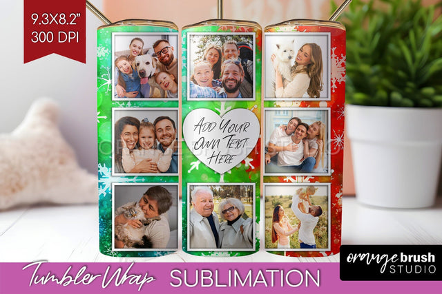 Christmas Photo Frame Tumbler Wrap - Tie Dye Background Sublimation OrangeBrushStudio 