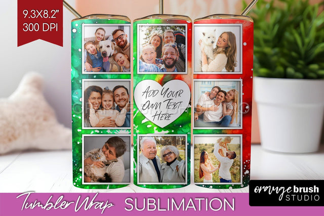Christmas Photo Frame Tumbler Wrap - Tie Dye Background Sublimation OrangeBrushStudio 