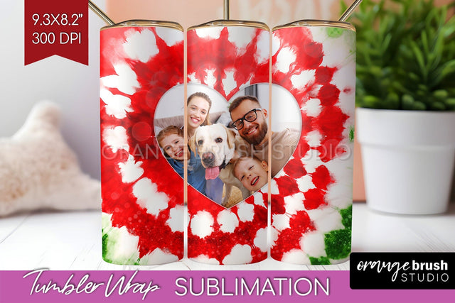 Christmas Photo Frame Tumbler Wrap - Tie Dye Background Sublimation OrangeBrushStudio 