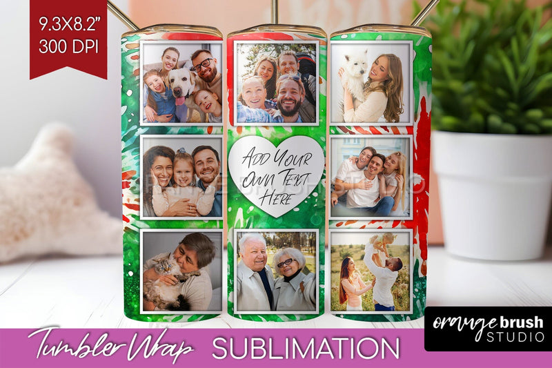 Christmas Photo Frame Tumbler Wrap - Tie Dye Background Sublimation OrangeBrushStudio 