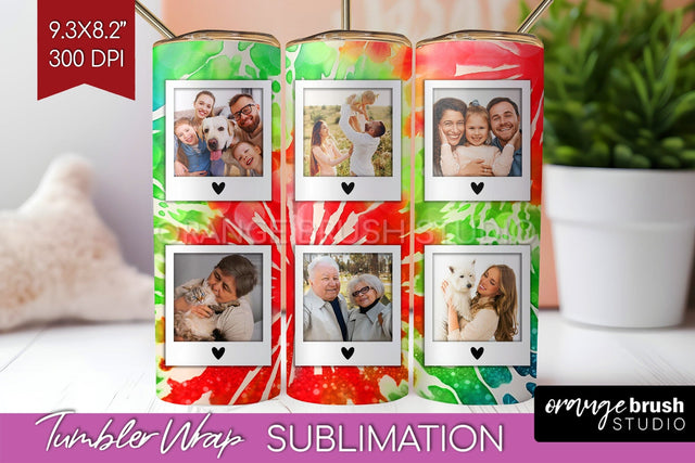 Christmas Photo Frame Tumbler Wrap - Tie Dye Background Sublimation OrangeBrushStudio 