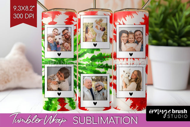 Christmas Photo Frame Tumbler Wrap - Tie Dye Background Sublimation OrangeBrushStudio 