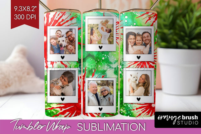 Christmas Photo Frame Tumbler Wrap - Tie Dye Background Sublimation OrangeBrushStudio 