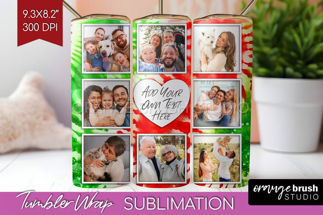 Christmas Photo Frame Tumbler Wrap - Tie Dye Background Sublimation OrangeBrushStudio 