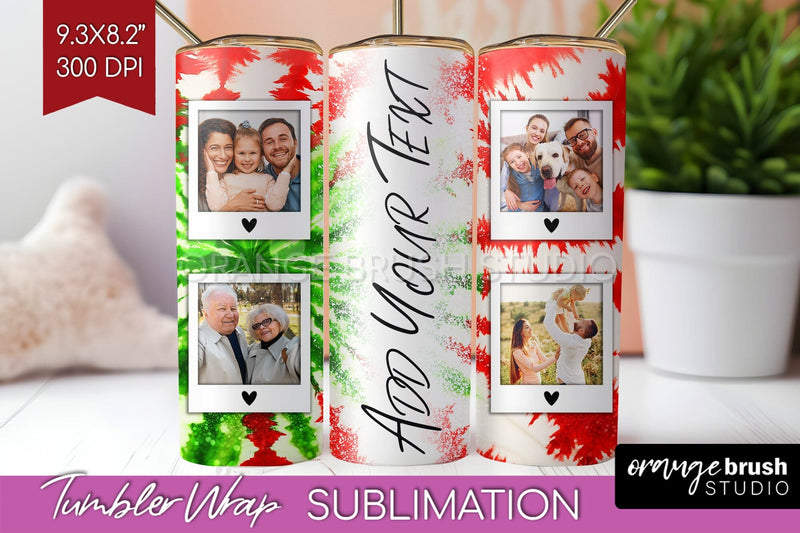 Christmas Photo Frame Tumbler Wrap - Tie Dye Background Sublimation OrangeBrushStudio 