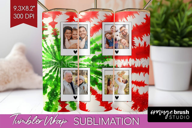 Christmas Photo Frame Tumbler Wrap - Tie Dye Background Sublimation OrangeBrushStudio 