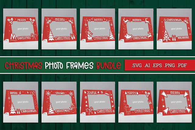 Christmas Photo Frames BUNDLE - Paper Cut SVG SVG Slim Studio 